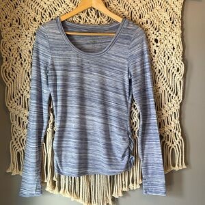 Balance Collection Yoga Fitted Blue Striped Athletic Long-Sleeved T-Shirt Top